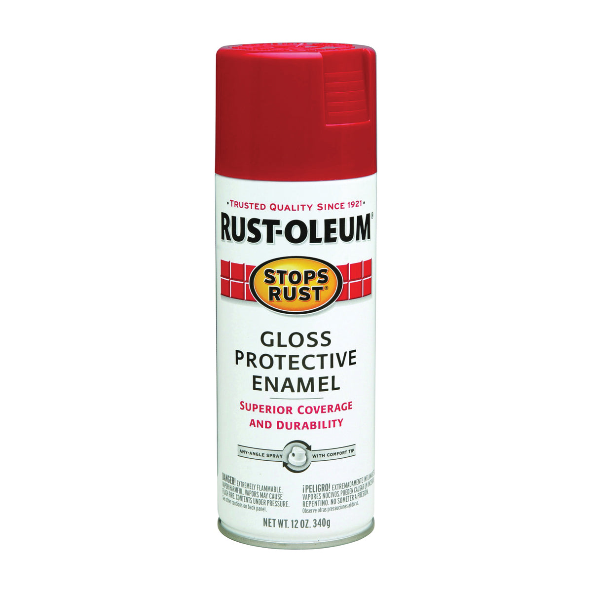 RUST-OLEUM STOPS RUST 7763830 Protective Enamel Spray Paint, Gloss, Carnival Red, 12 oz, Aerosol Can