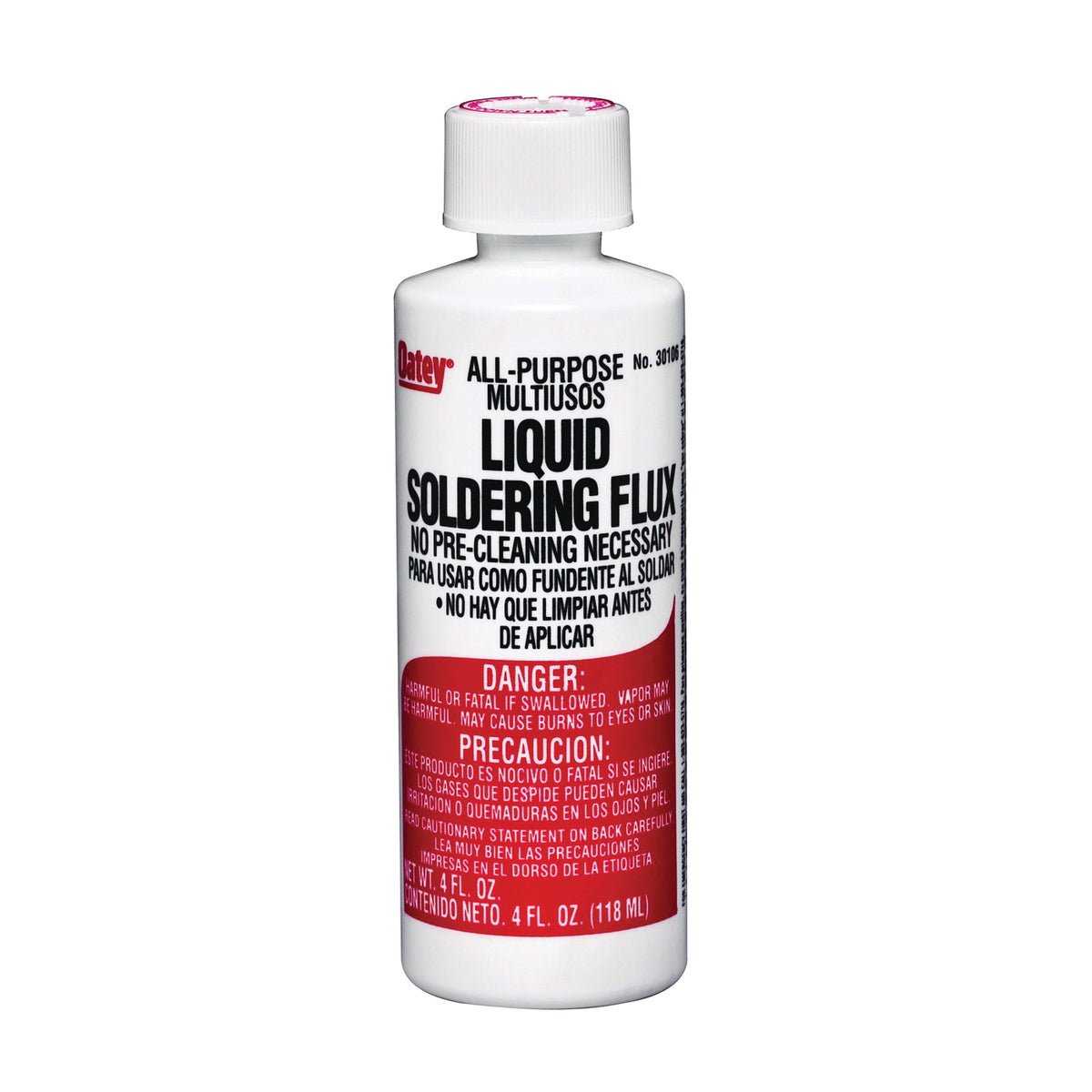 Oatey 30106 Soldering Flux, 4 oz, Liquid, Light Yellow