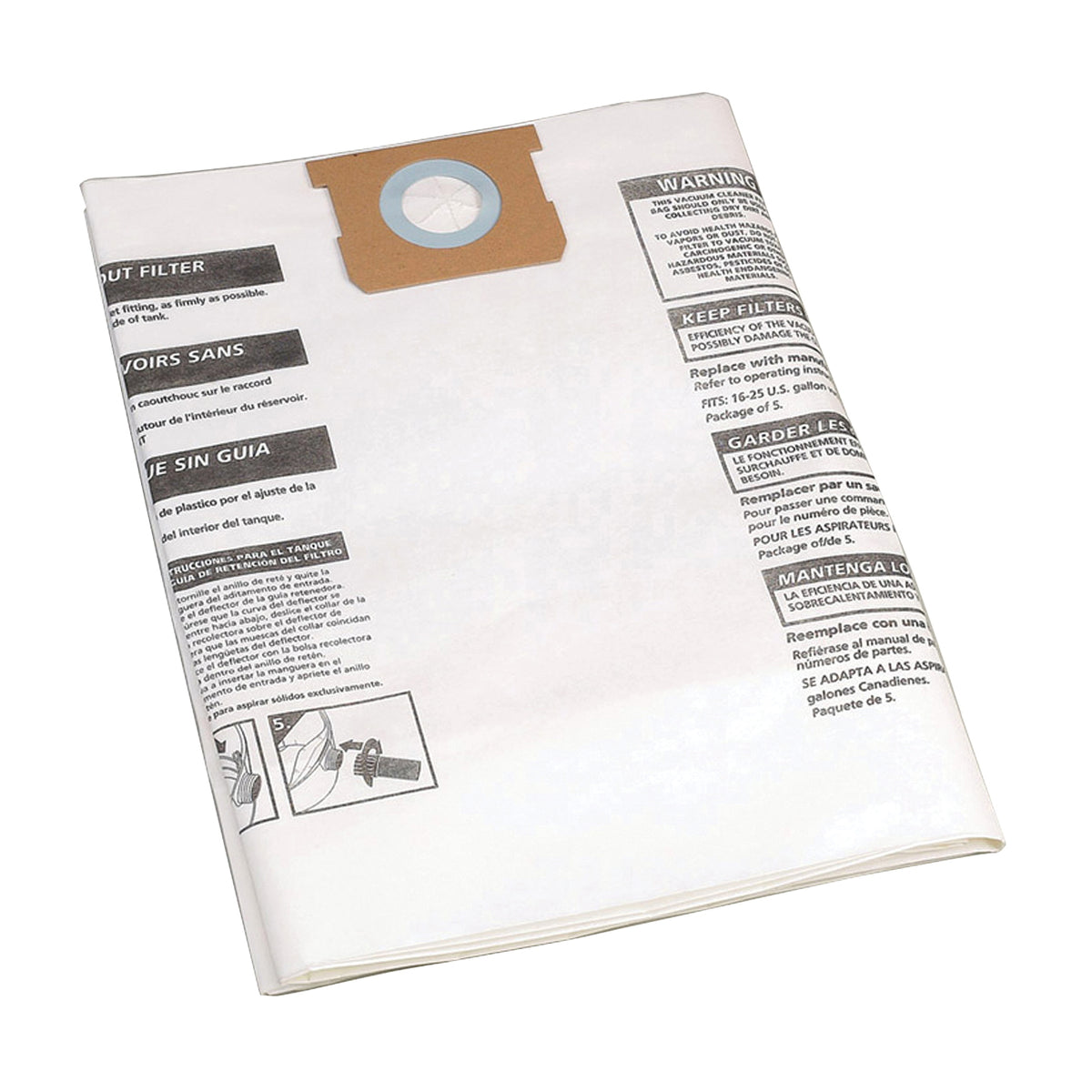 Shop-Vac 9066300 Filter Bag, 15 to 22 gal Capacity
