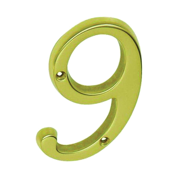 Schlage SC2-3096-605 #9 House Number, Character: 9, 4 in H Character, Brass Character, Brass