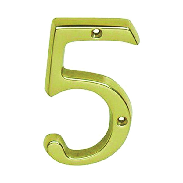 Schlage SC2-3056-605 #5 House Number, Character: 5, 4 in H Character, Brass Character, Brass