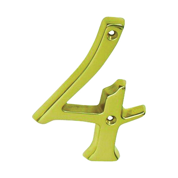 Schlage SC2-3046-605 #4 House Number, Character: 4, 4 in H Character, Brass Character, Brass