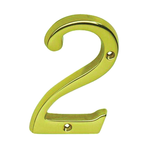 Schlage SC2-3026-605 #2 House Number, Character: 2, 4 in H Character, Brass Character, Brass