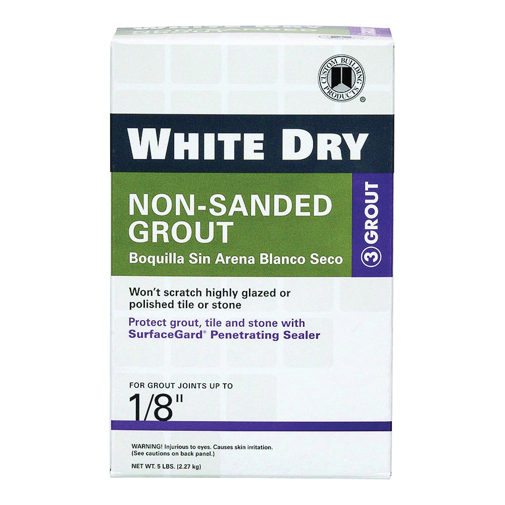 CUSTOM WDG5-4 Non-Sanded Grout, Powder, Characteristic, White, 5 lb Box