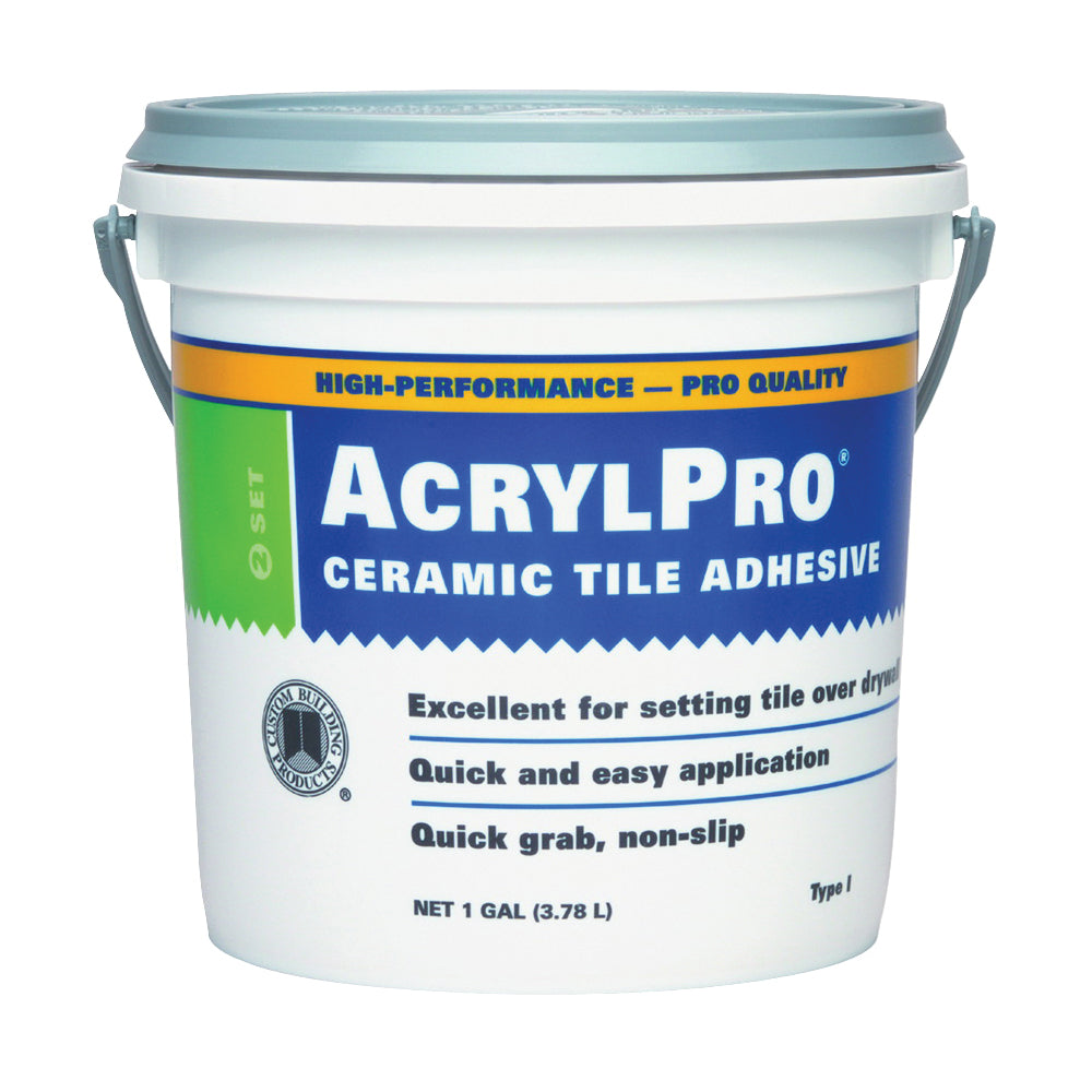 CUSTOM ARL40001-2 Ceramic Tile Adhesive, White, 1 gal Pail