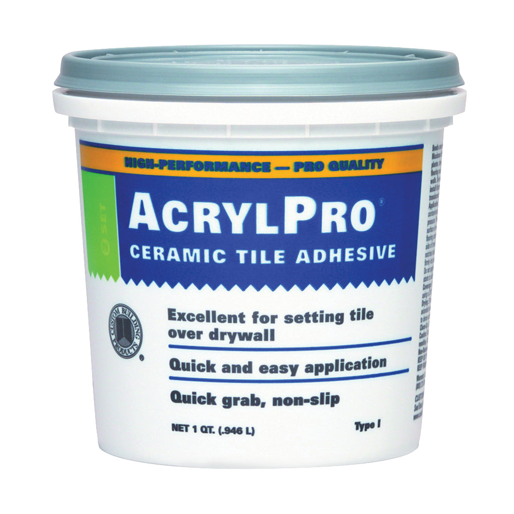 CUSTOM ARL4000QT Ceramic Tile Adhesive, White, 1 qt Pail