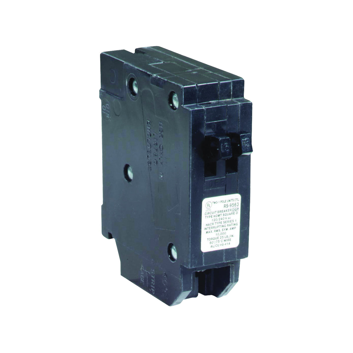 Square D Homeline HOMT2020CP Circuit Breaker, Mini, Tandem, 20 A, 1 -Pole, 120/240 V, Fixed Trip, Plug Mounting