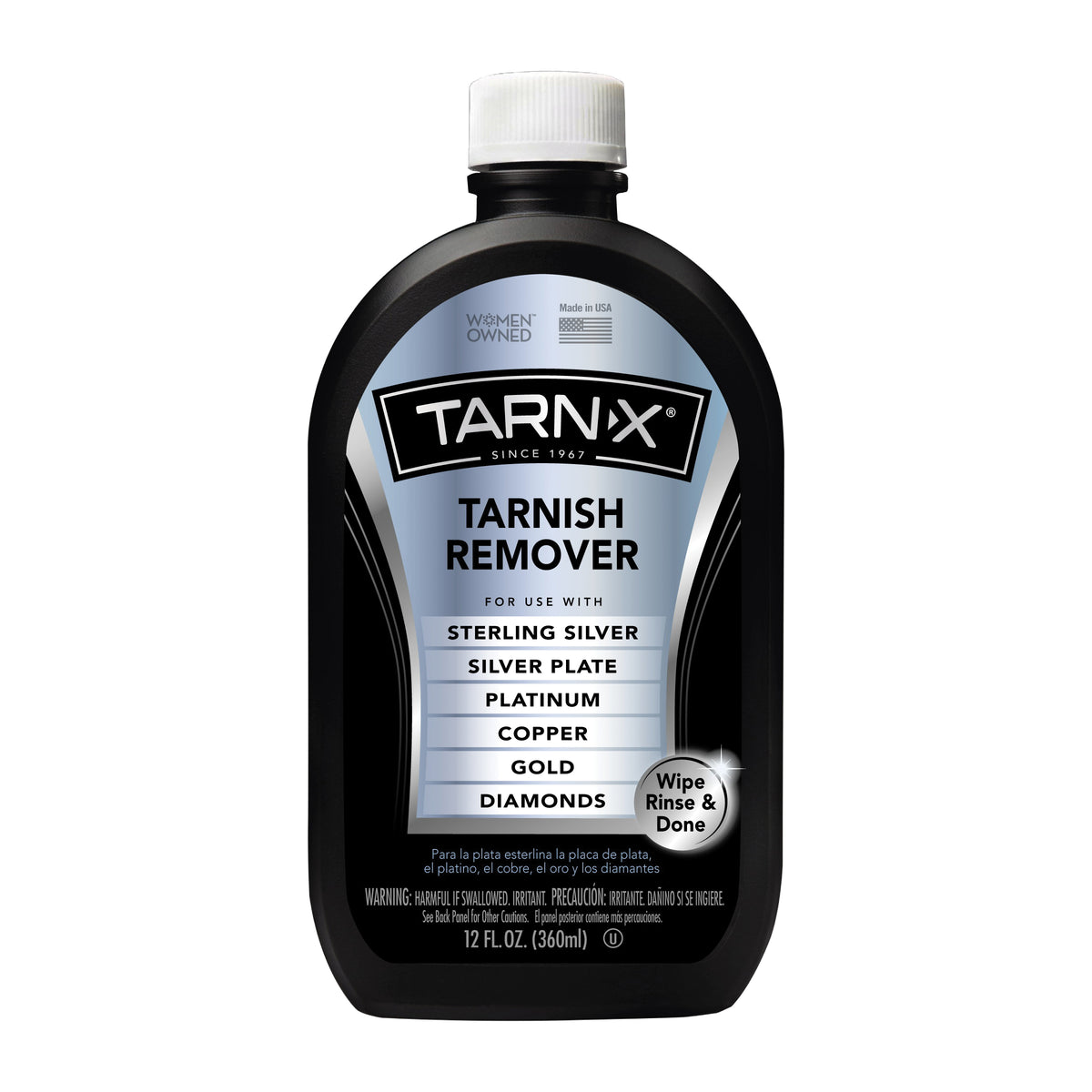 Tarn-X TX-6 Tarnish Remover, 12 oz Bottle, Liquid, Slightly Acidic, Crystal Water White