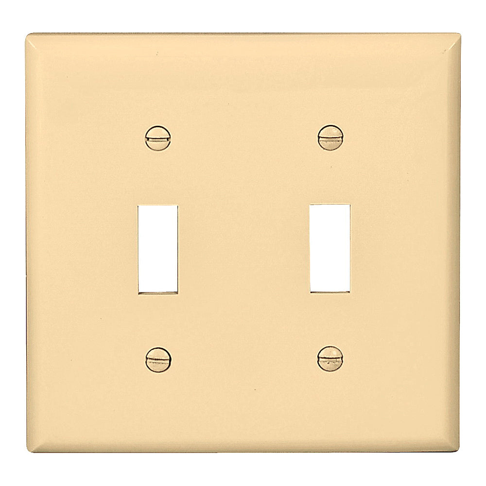 Eaton Wiring Devices 5139V-BOX Wallplate, 4-1/2 in L, 4.56 in W, 2 -Gang, Nylon, Ivory, High-Gloss