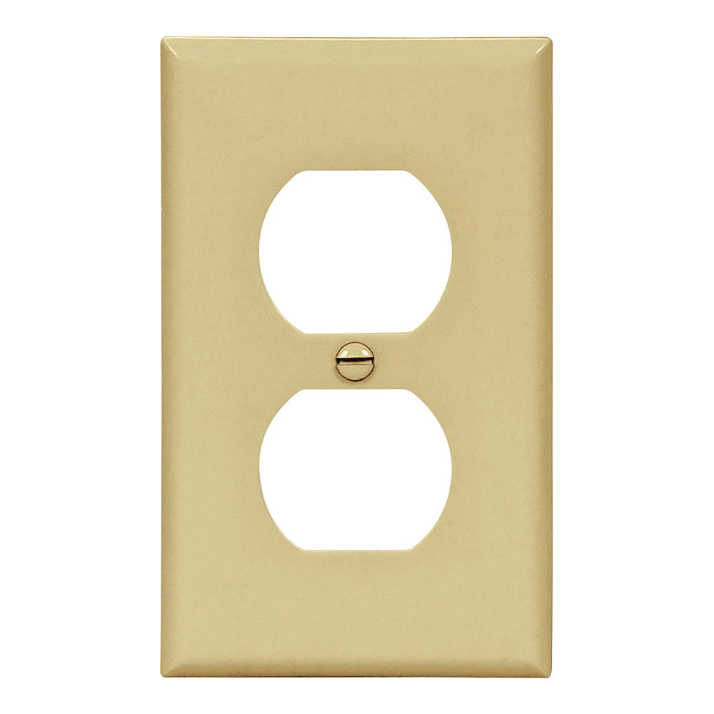 Eaton Wiring Devices 5132V Wallplate, 4-1/2 in L, 2-3/4 in W, 1 -Gang, Nylon, Ivory, High-Gloss, Flush Mounting