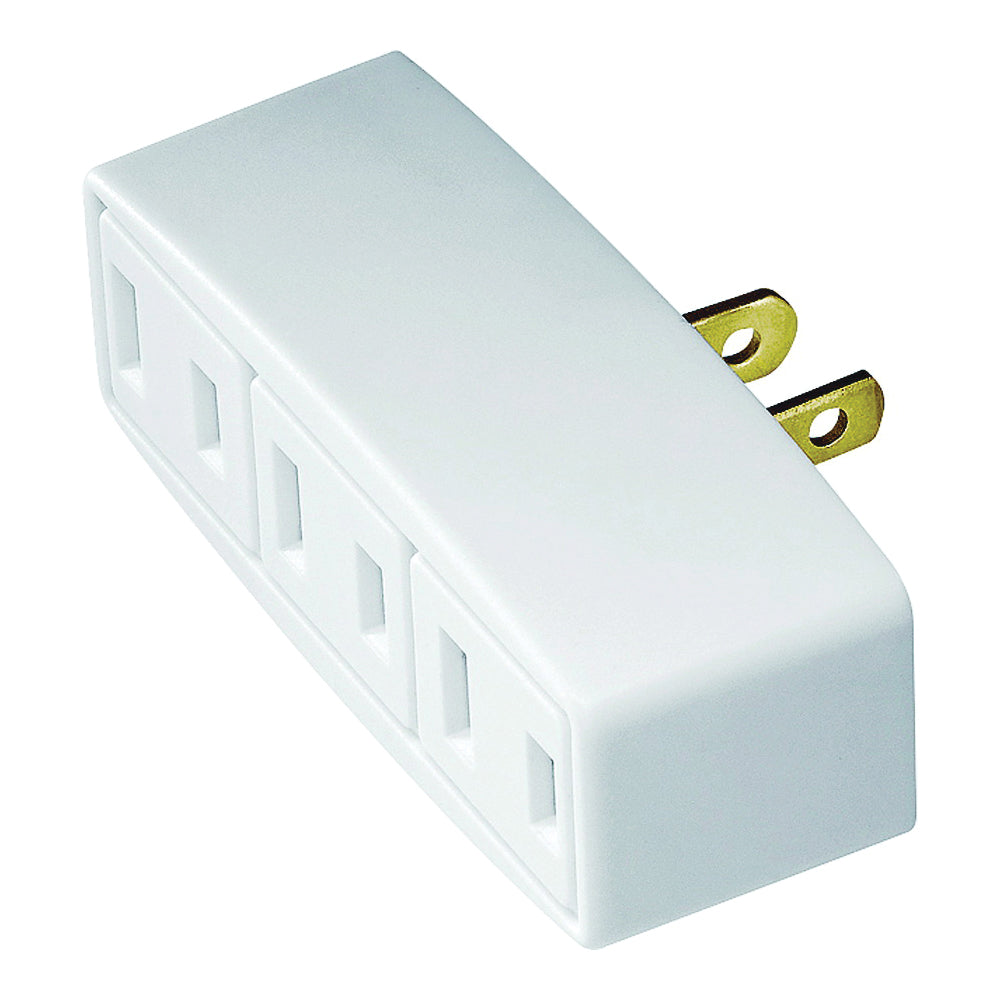 Eaton Wiring Devices 1747W-BOX Outlet Adapter, 2 -Pole, 15 A, 125 V, 3 -Outlet, NEMA: NEMA 1-15R, White