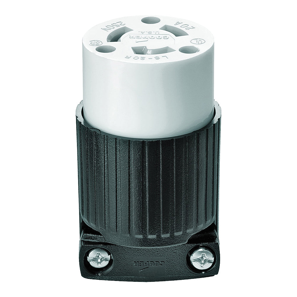 Eaton Wiring Devices L620C Electrical Connector, 2 -Pole, 20 A, 250 V, NEMA: NEMA L6-20, Black/White