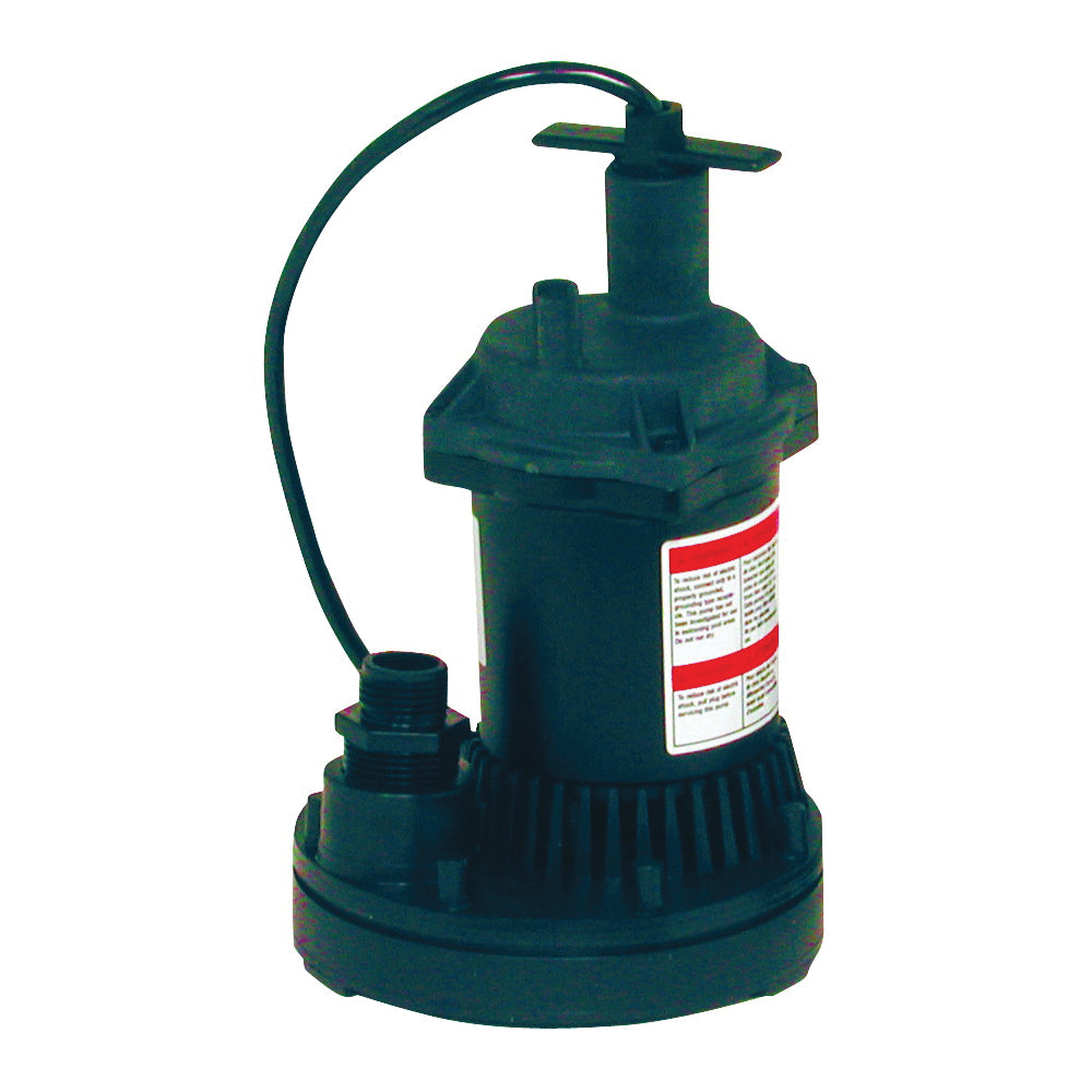 Flotec FP0S1250X-08 Submersible Utility Pump, 115 V, 0.166 hp, 1 in Outlet, 1200 gph, Thermoplastic