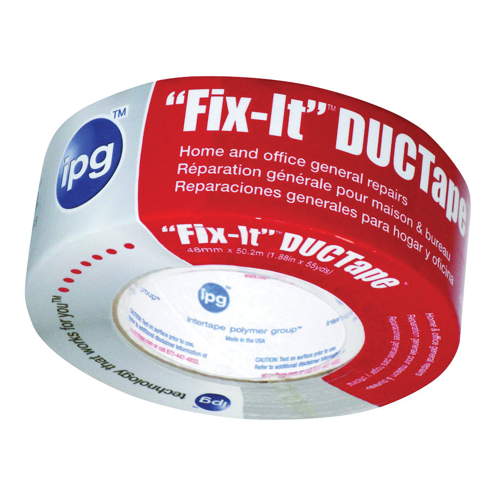 IPG 6945 Duct Tape, 45 yd L, 1.88 in W, Poly-Coated Cloth Backing, Silver