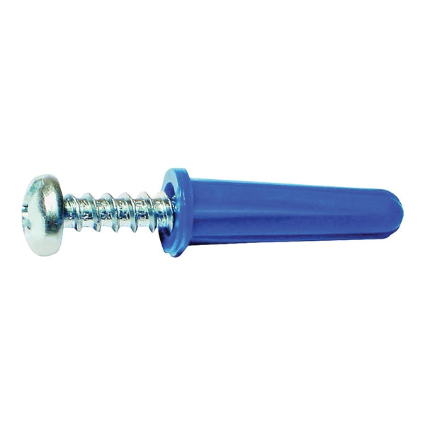 MIDWEST FASTENER 10411 Conical Anchor with Screw, #8-10 Thread, 7/8 in L, Plastic