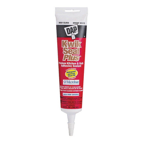 DAP 18526 Adhesive Sealant, White, 24 hr Curing, -20 to 180 deg F, 5.5 oz Tube