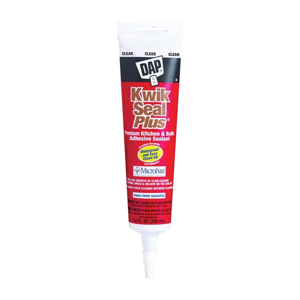 DAP 18546 Adhesive Sealant, Clear, 24 hr Curing, -20 to 180 deg F, 5.5 oz Tube