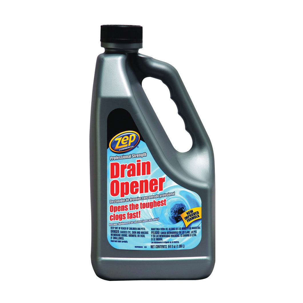 Zep ZUPRDO646 Drain Opener, Liquid, Light Yellow, Slight Chlorine, 64 oz Bottle