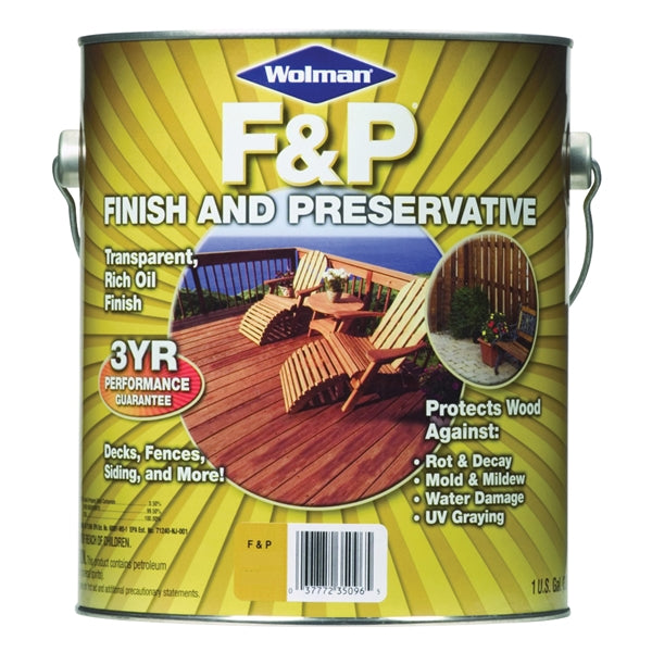 WOLMAN F&amp;P 14396 Wood Preservative, Natural, Liquid, 1 gal, Can