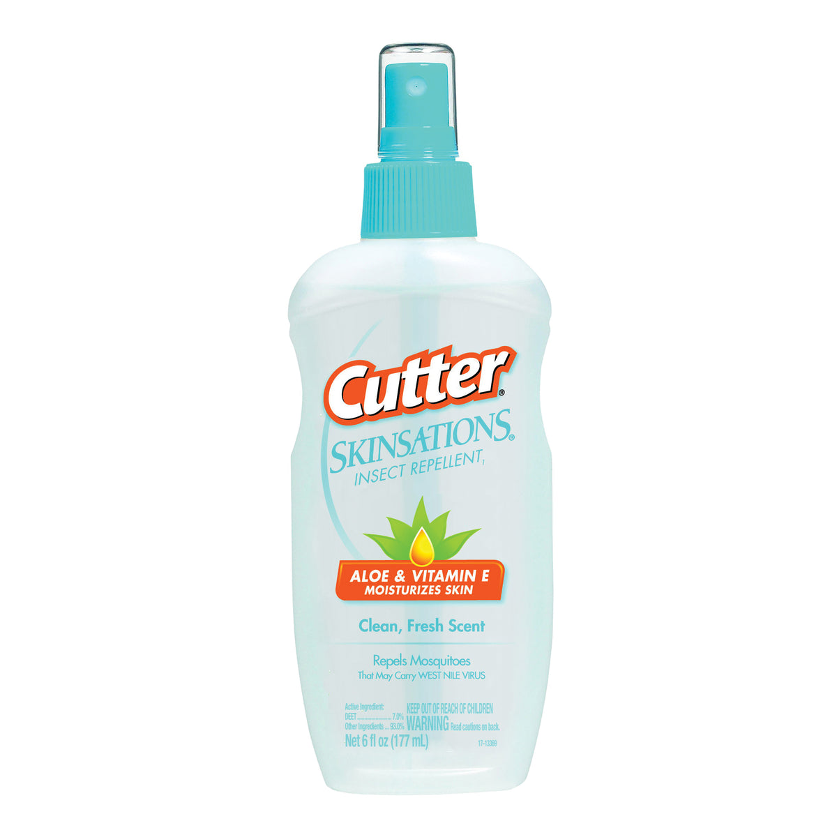 Cutter SKINSATIONS 54010-6 Insect Repellent, 6 fl-oz Bottle, Liquid, Water White, Alcohol