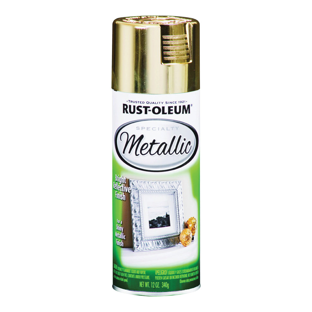 RUST-OLEUM 1910830 Metallic Spray Paint, Metallic, Gold, 11 oz, Aerosol Can