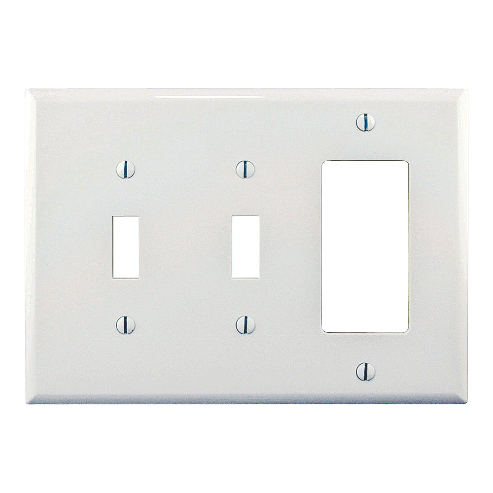 Eaton Wiring Devices PJ226W Combination Wallplate, 4-7/8 in L, 6-3/4 in W, 3 -Gang, Polycarbonate, White