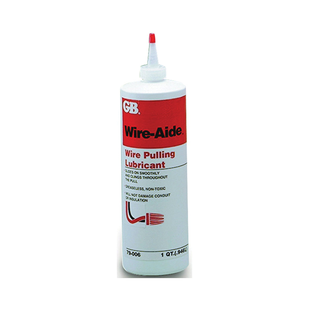 GB Wire Aide Series 79-006N Wire Pulling Lubricant, 1 qt Bottle, Gel