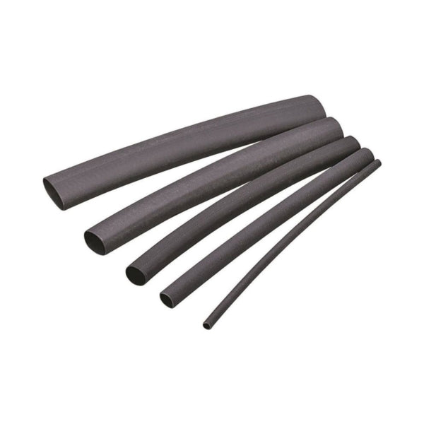 GB HST-093 Heat Shrink Tubing, 3/32 to 3/64 in Dia, 4 in L, Polyolefin, Black