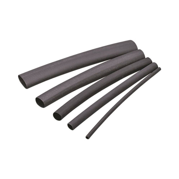 GB HST-187 Heat Shrink Tubing, 3/16 to 3/32 in Dia, 4 in L, Polyolefin, Black