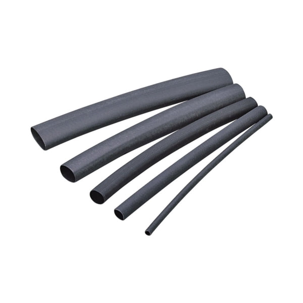 GB HST-375 Heat Shrink Tubing, 3/8 to 3/16 in Dia, 4 in L, Polyolefin, Black