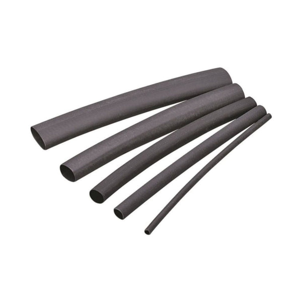 GB HST-500 Heat Shrink Tubing, 1/2 to 1/4 in Dia, 4 in L, Polyolefin, Black