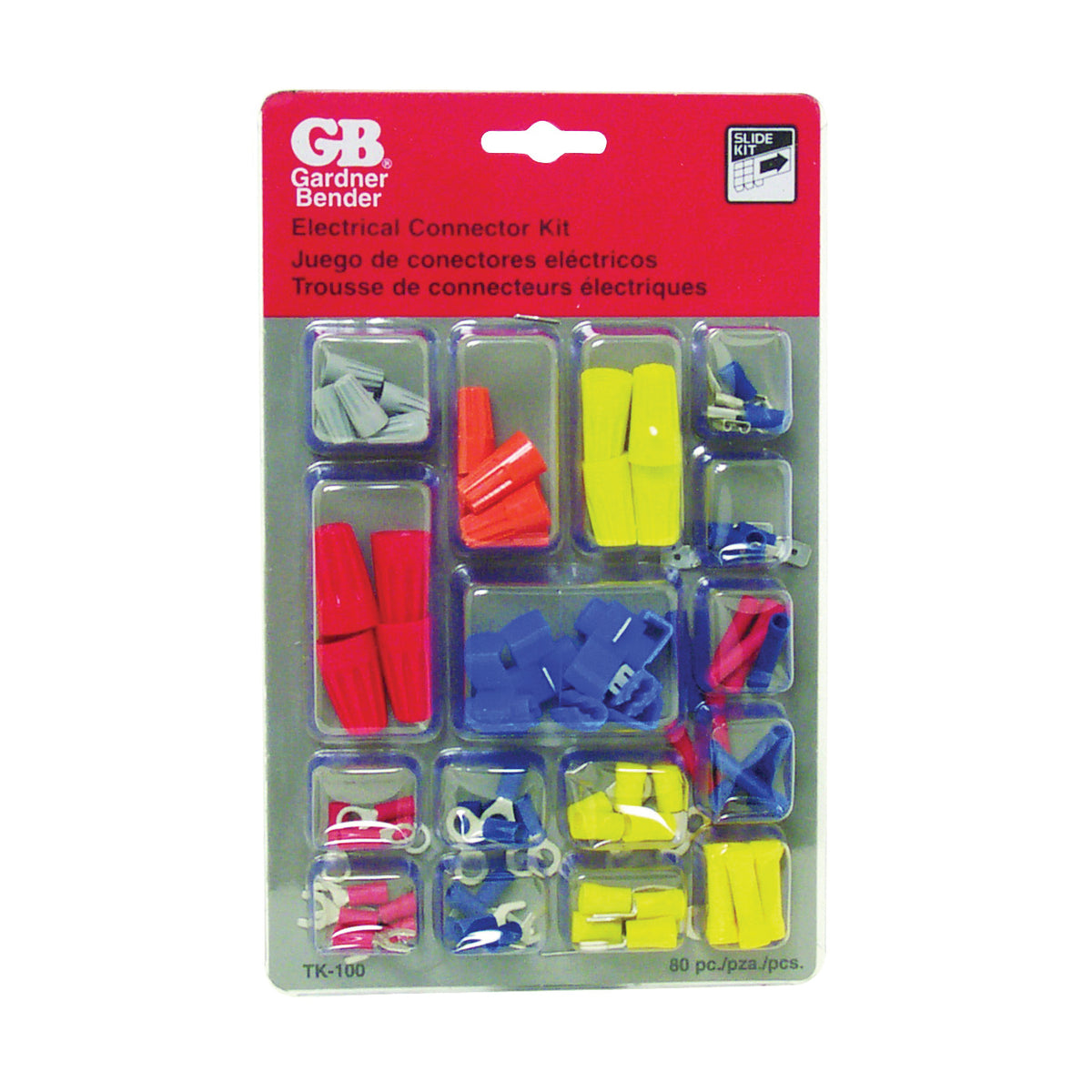 GB TK-100 Wire Connector Kit, Solderless, Assorted, For: 22 to 10 AWG Wire, 100 -Piece