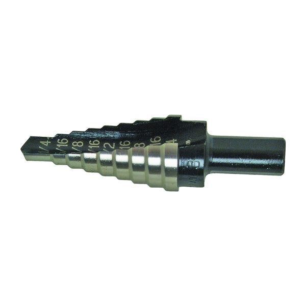 IRWIN Unibit 10233 Step Drill Bit, 1/4 to 3/4 in Dia, 1-Flute, 3/8 in Dia Shank, Hex Shank