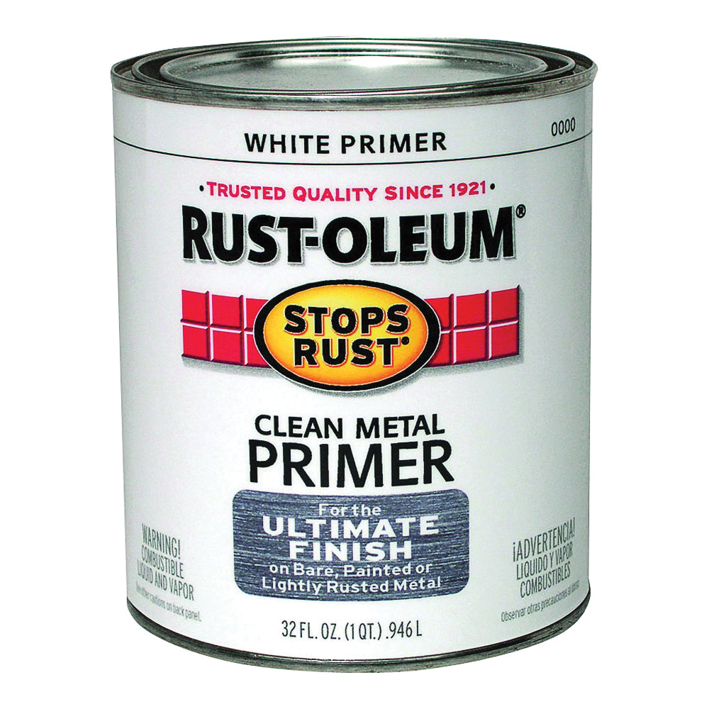 RUST-OLEUM STOPS RUST 7780502 Clean Metal Primer, Flat, White, 1 qt