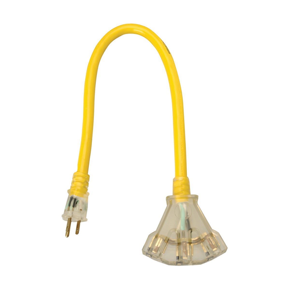 CCI 2882 Power Block, 2 ft L, 3 -Outlet, 15 A, 125 V, Yellow Sheath