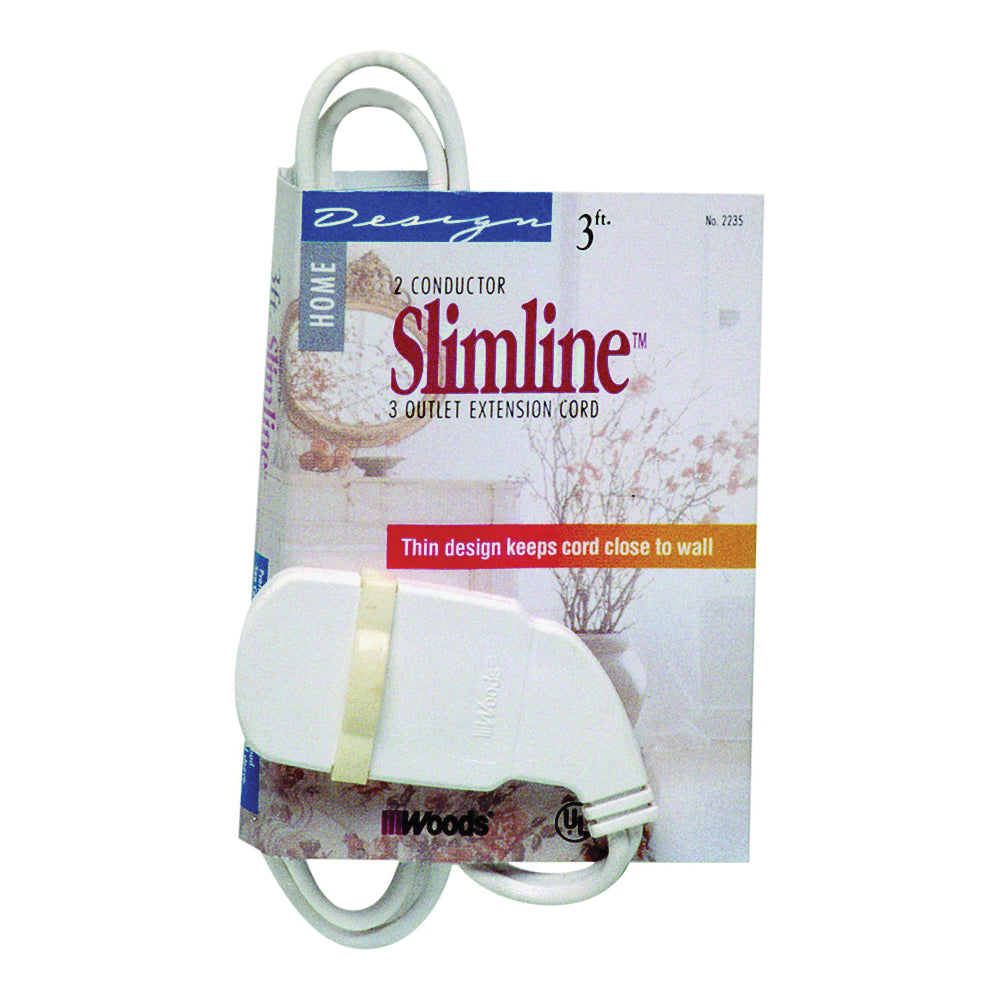 CCI 2235 Extension Cord, 16 AWG Cable, 3 ft L, 125 V, White