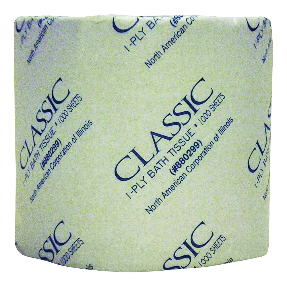 NORTH AMERICAN PAPER Classic 880299 Bathroom Tissue, 4 x 3-3/4 in Sheet, 1-Ply, Paper