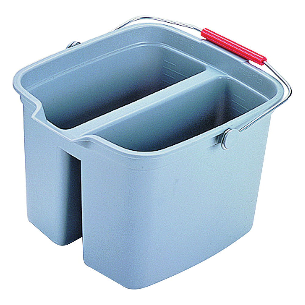 Rubbermaid 261700GRAY Double Bucket, 17 qt Capacity, Rectangular, Plastic Wringer, Gray
