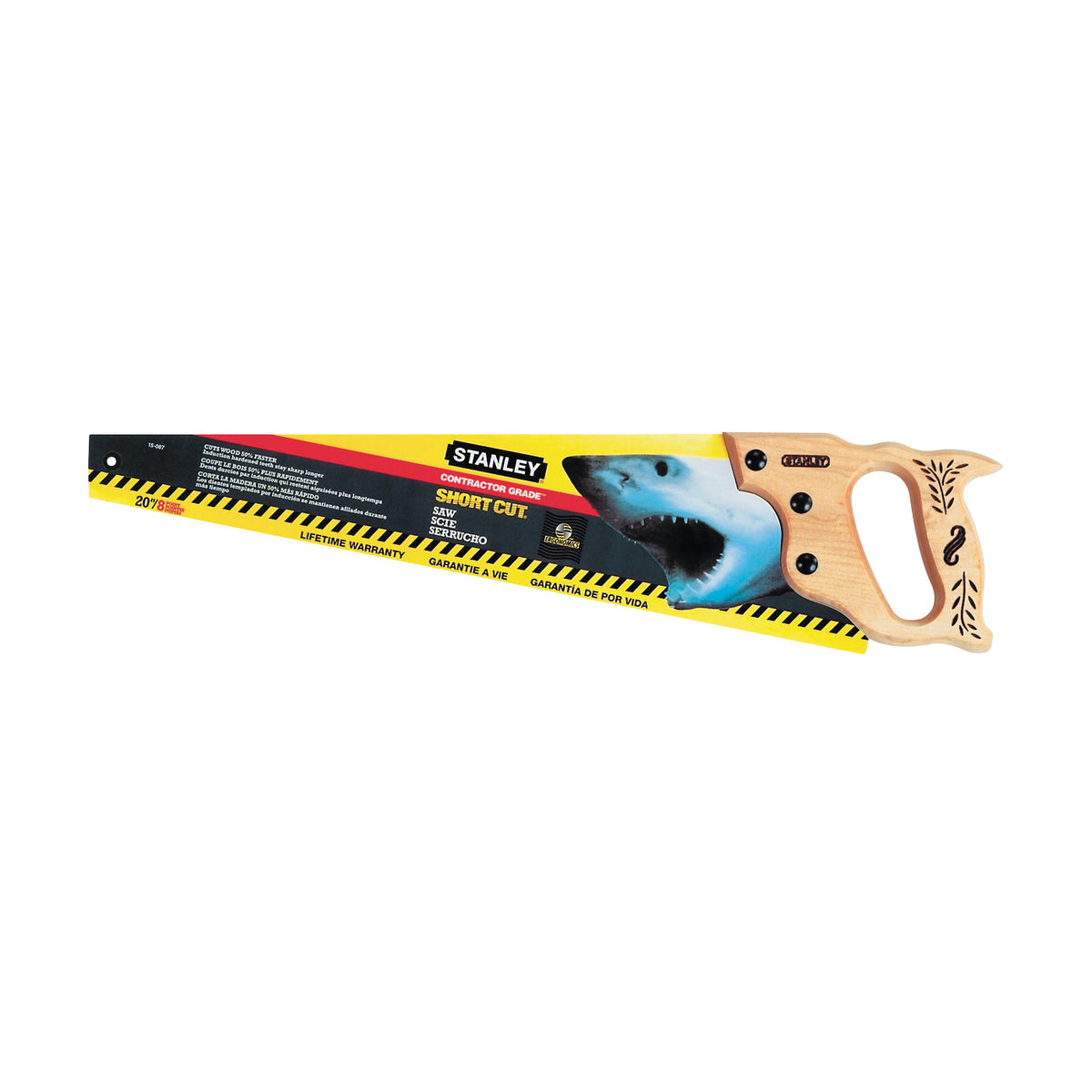 STANLEY 15-087 Handsaw, 20 in L Blade, 8 TPI, Wood Handle
