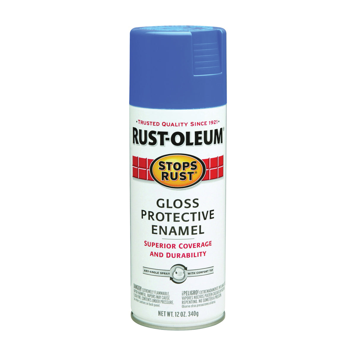 RUST-OLEUM STOPS RUST 7724830 Protective Enamel Spray Paint, Gloss, Sail Blue, 12 oz, Aerosol Can