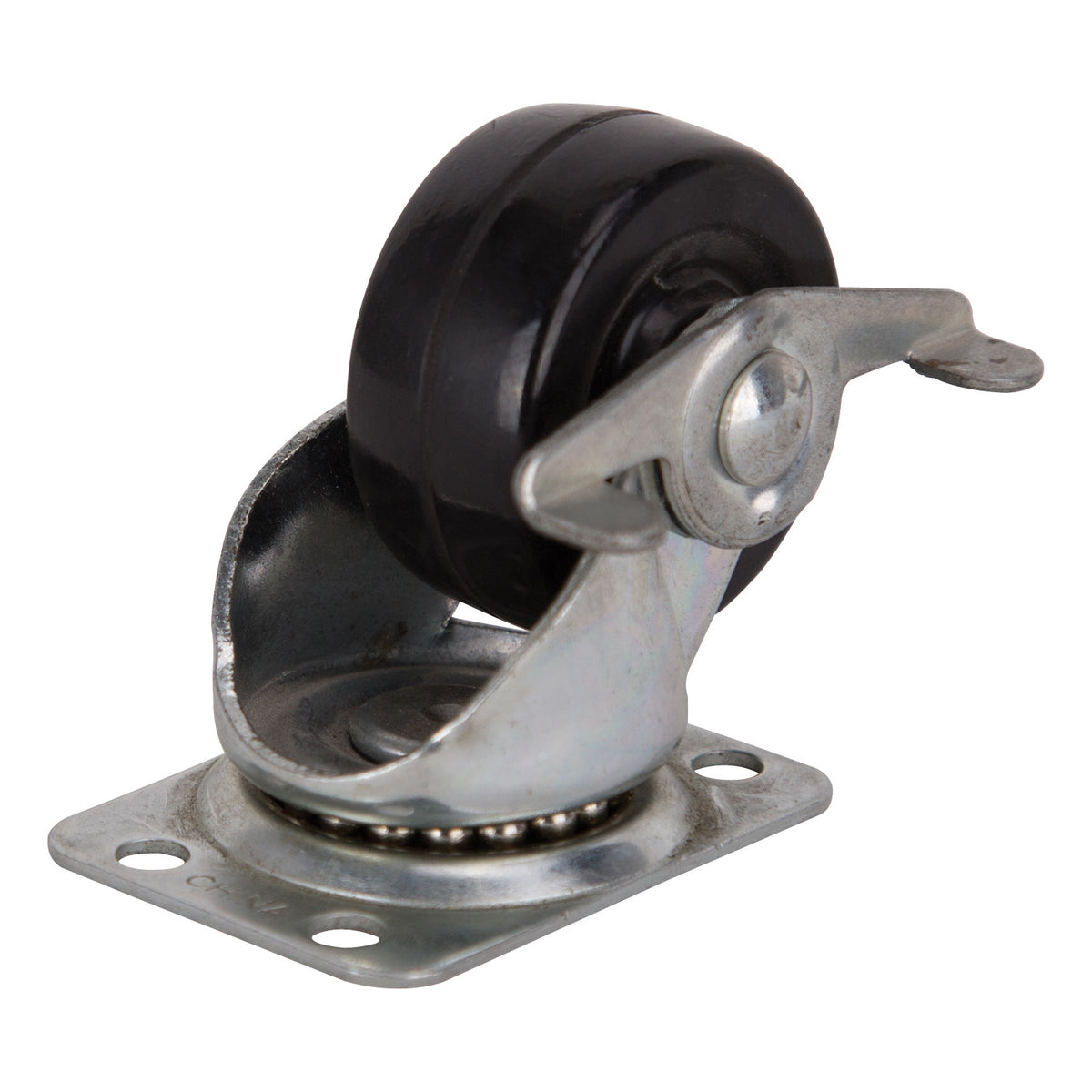 ProSource JC-H09 Swivel Caster, 2 in Dia Wheel, 7/8 in W Wheel, Rubber Wheel, Black, 125 lb, Steel Housing Material