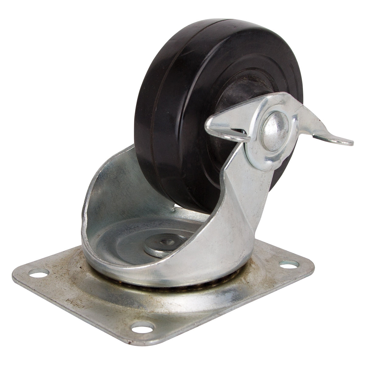 ProSource JC-H12 Swivel Caster, 4 in Dia Wheel, 1-1/4 in W Wheel, Rubber Wheel, Black, 255 lb, Steel Housing Material