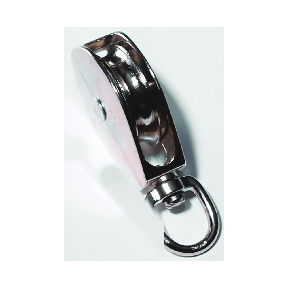 BARON 0173ZD-1 Rope Pulley, 1/4 in Rope, 1 in Sheave, Chrome