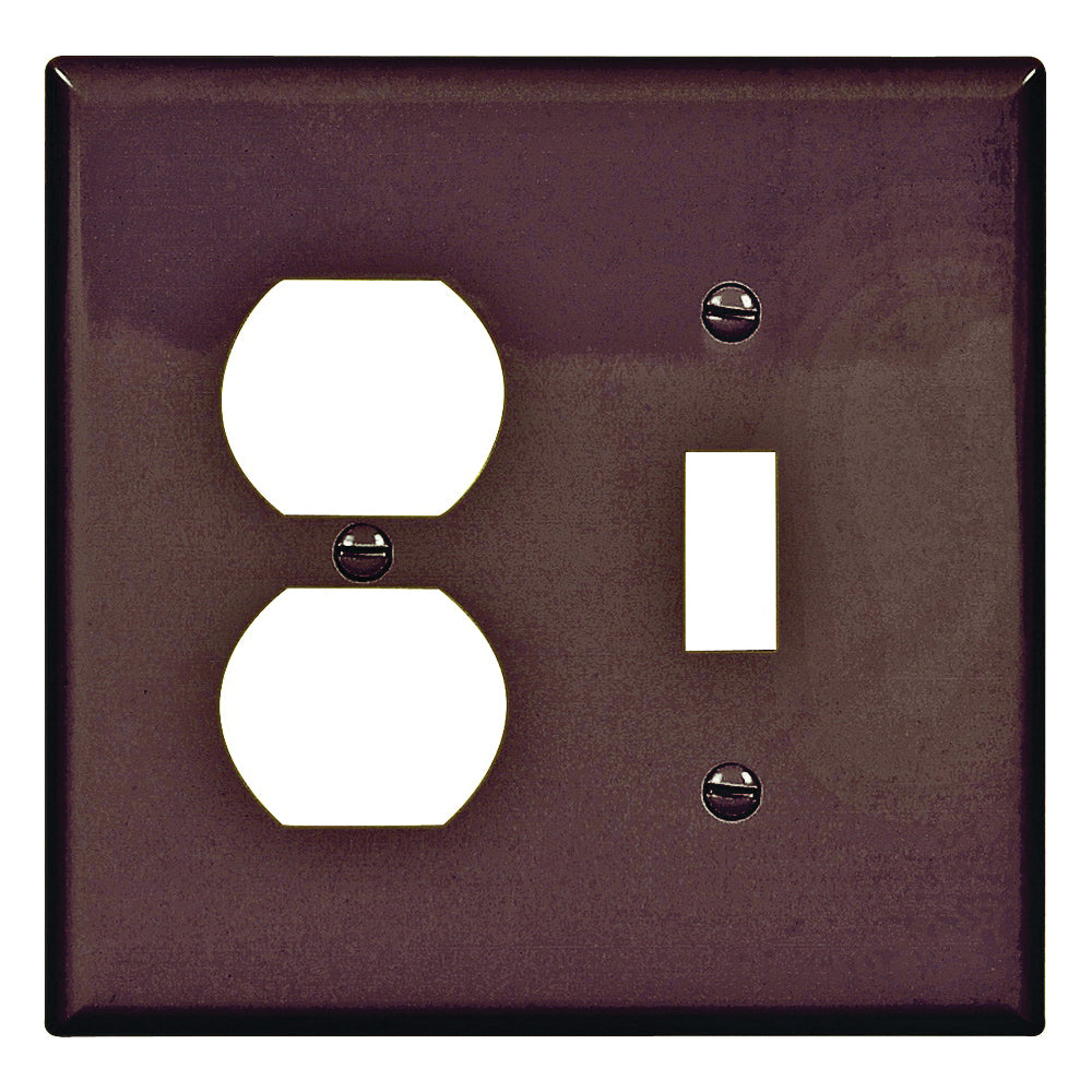 Eaton Wiring Devices PJ18B Combination Wallplate, 4-7/8 in L, 4-15/16 in W, 2 -Gang, Polycarbonate, Brown