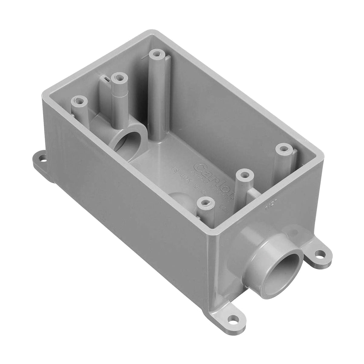 Carlon E981FFN-CTN Switch Box, 1 -Gang, 2 -Outlet, PVC, Gray