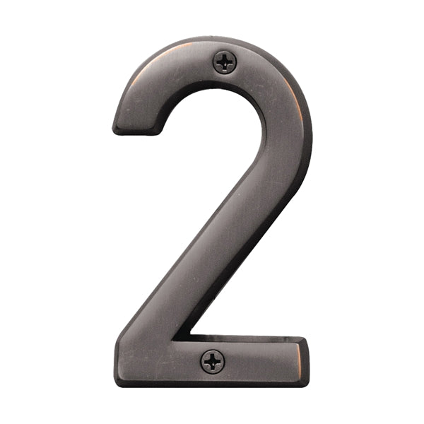 HY-KO Prestige Series BR-42OWB/2 House Number, Character: 2, 4 in H Character, Bronze Character, Solid Brass