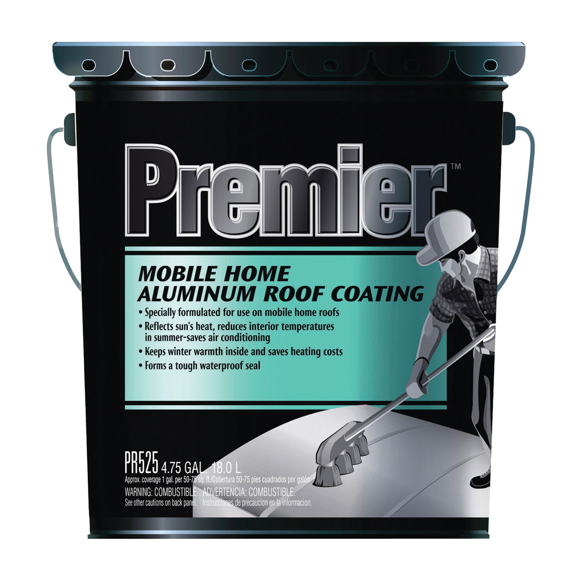 Henry PR525070 Roof Coating, Silver, 18 L Pail, Liquid