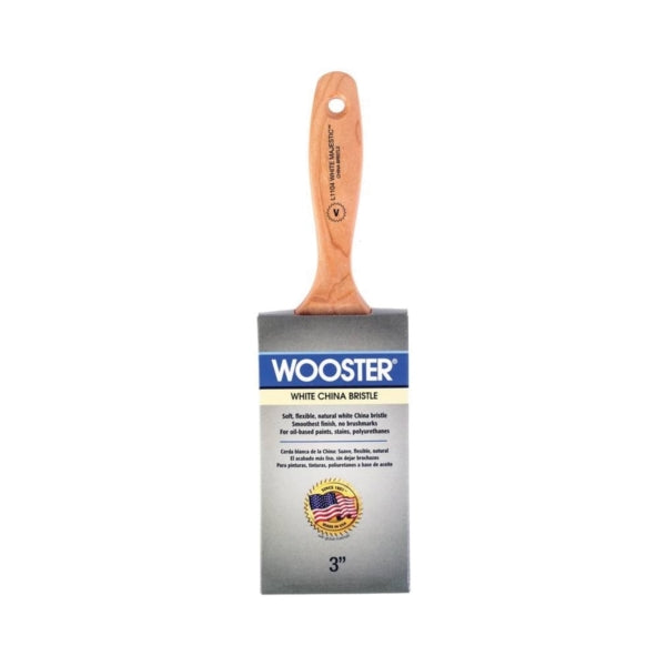 WOOSTER L1104-3 Paint Brush, 3 in W, 3-7/16 in L Bristle, China Bristle