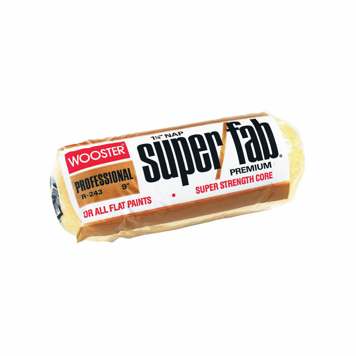 WOOSTER R239-9 Paint Roller Cover, 3/8 in Thick Nap, 9 in L, Knit Fabric Cover, Golden Yellow