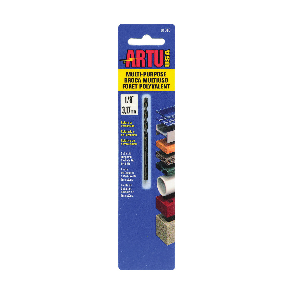 ARTU 01010 Jobber Drill Bit, 1/8 in Dia, 2-5/8 in OAL, Parabolic Flute, 1/8 in Dia Shank, Straight Shank
